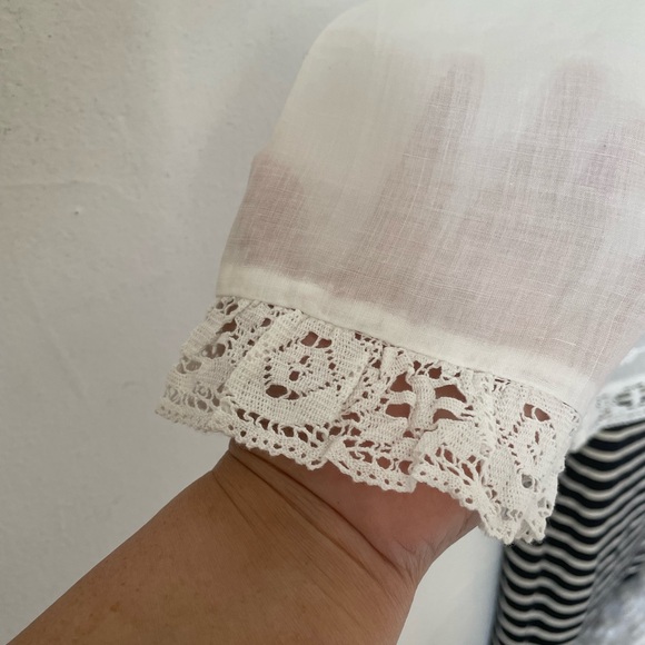 Zara Ramie Embroidered crotcheted Long Sleeve Blouse - Picture 10 of 17